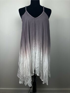 Sleeveless Ombre Handkerchief Hem Tank Top - purple to White